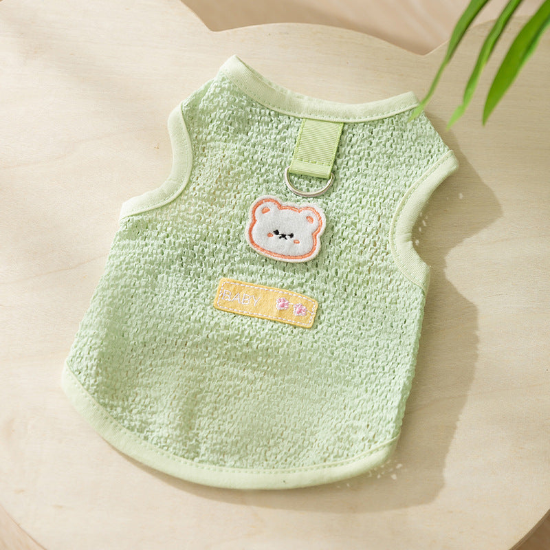 Fashion Hollowed-out Breathable Bear Patch Cat Clothes