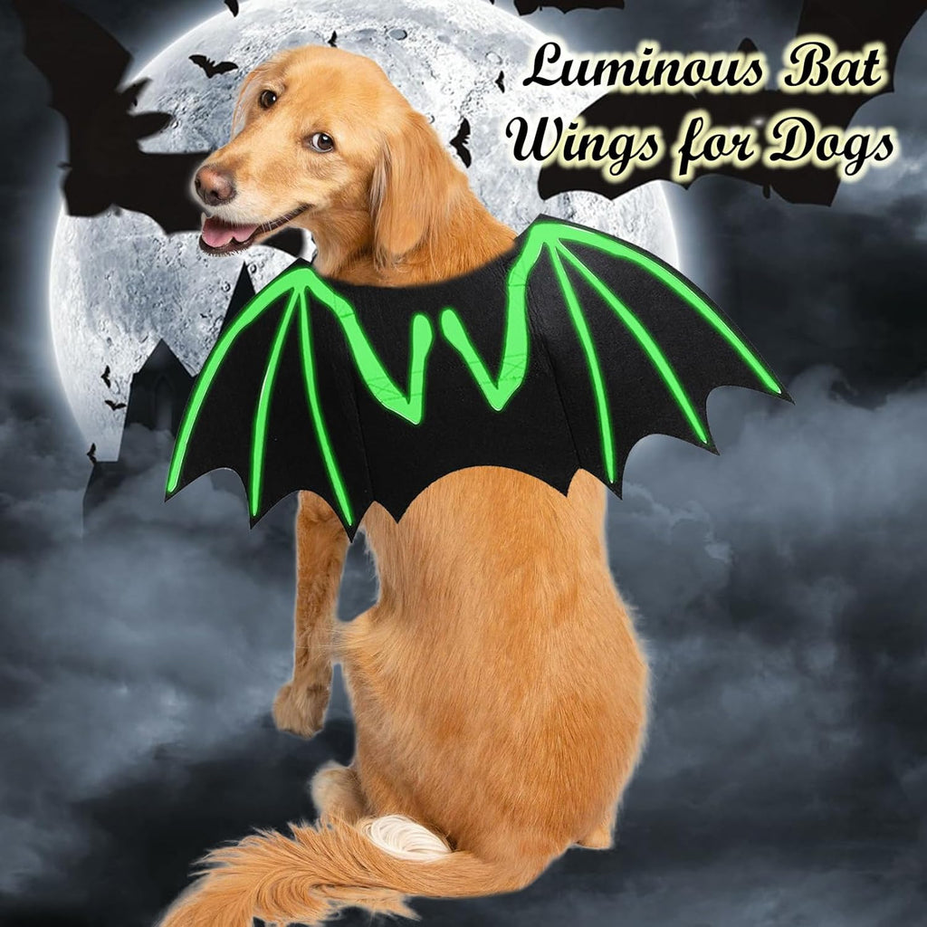 Dog Halloween Costumes Dog Bat Costume Cool Luminous Skeleton Bone Bat Wings Pets Cosplay Costumes Dress Up Apparel For Small Medium Large Cats And