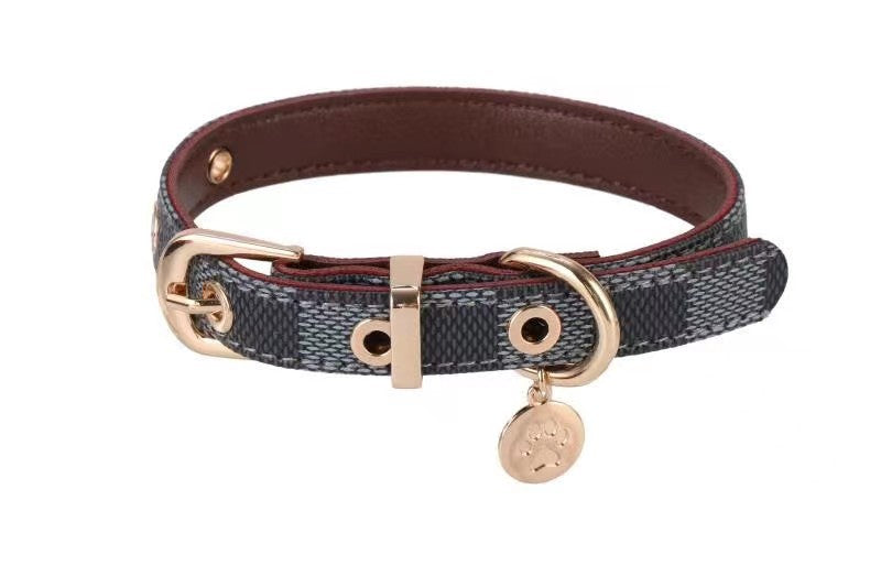 Old Flower Leather Pet Collar Cool Cute