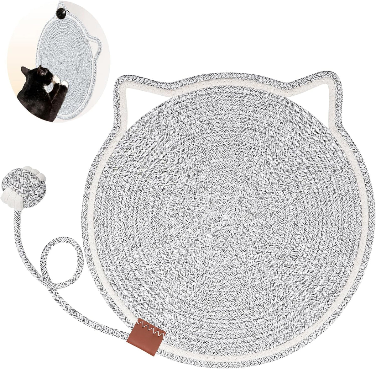 Cat Scratcher Mat Natural Cotton Rope Cat Scratch Pad Round Horizontal Floor Cat Scratching Pads For Indoor Cats Cat Furniture Protector For Wall