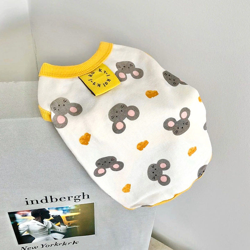 Full Printed Collar Lable Vest Small And Medium-sized Dogs Teddy Two-legged Pet Clothes