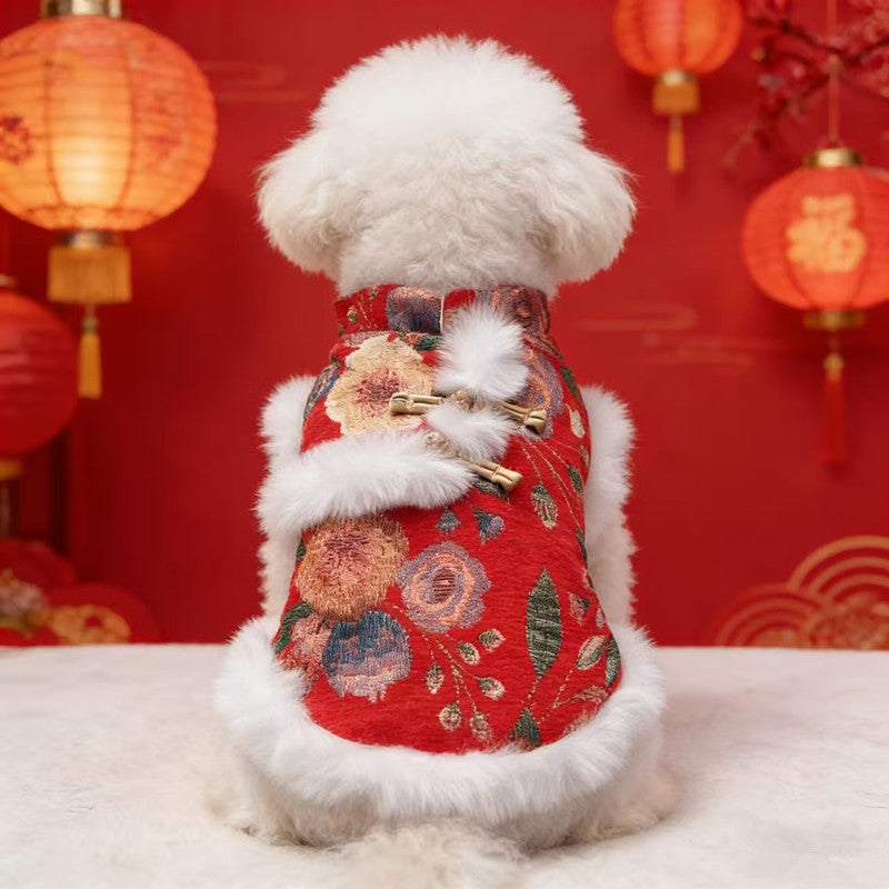 Traditional Chinese-style Vintage-print Pet New Year Outfit