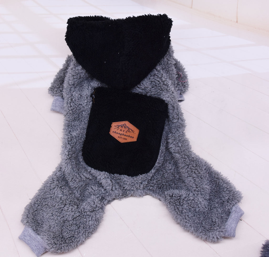 Plush Cotton Thickened Dog Clothes Cat Feet Casual Four Legged Clothes