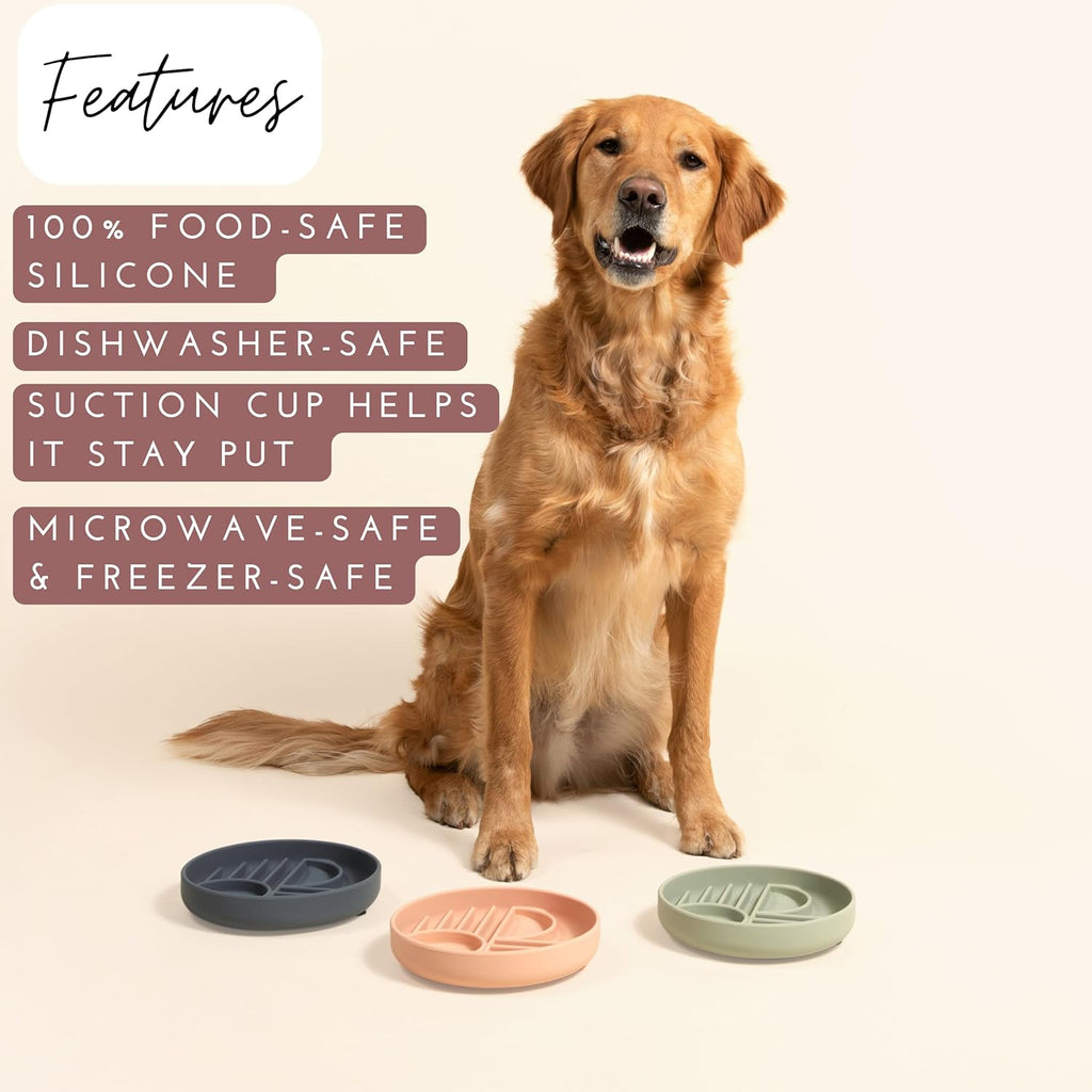 The Slowdown Bowl Silicone Slow Feeder For Dogs Puppies Slow Eating Modern Lick Mat Design Reduces Gulping Dishwasher Fit For All Breed Mealtime