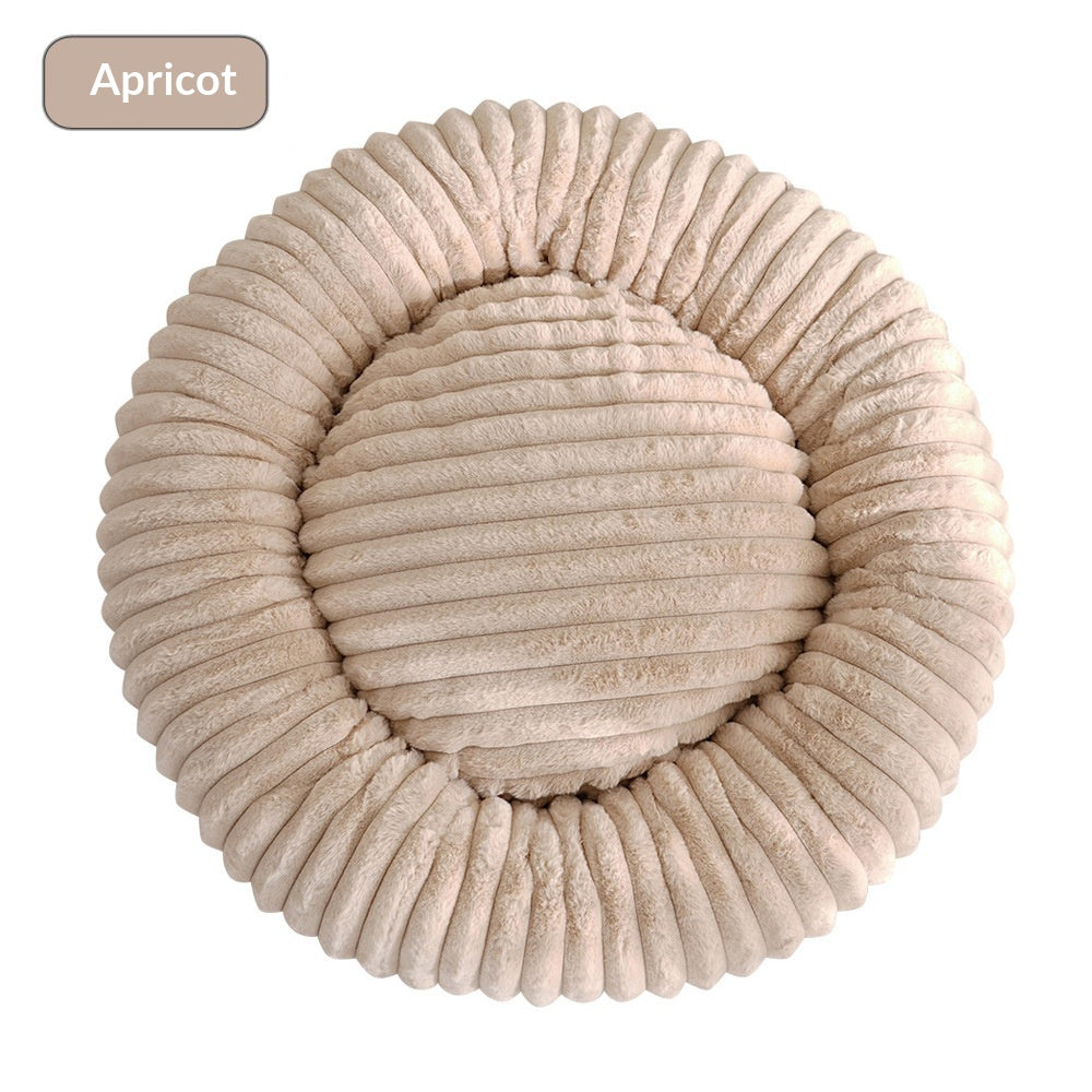 Round Soft And Comfortable Striped Plush Pet Mat