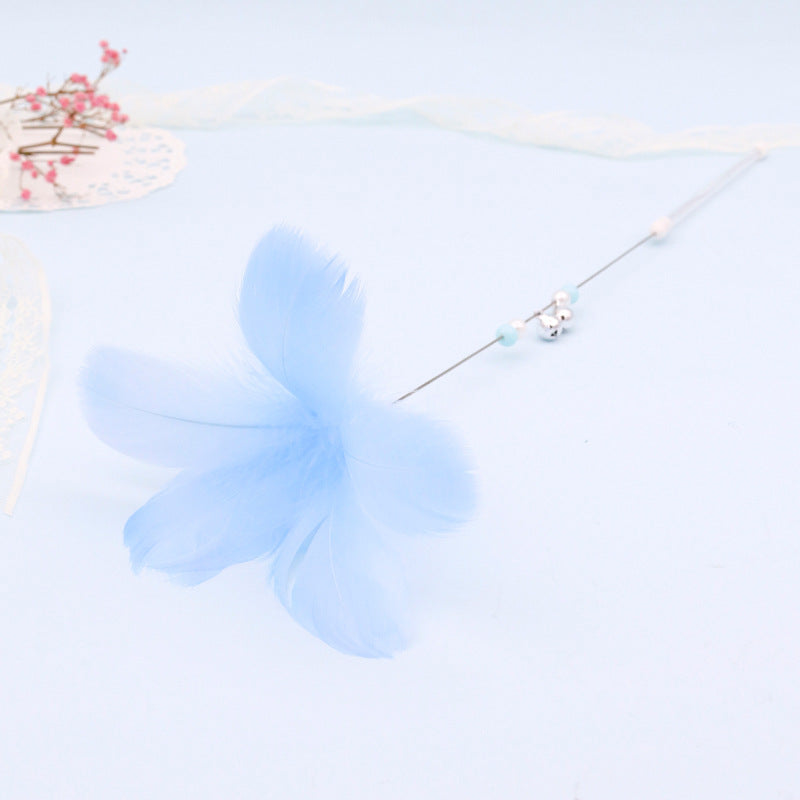 Candy color small feathers funny cat pole