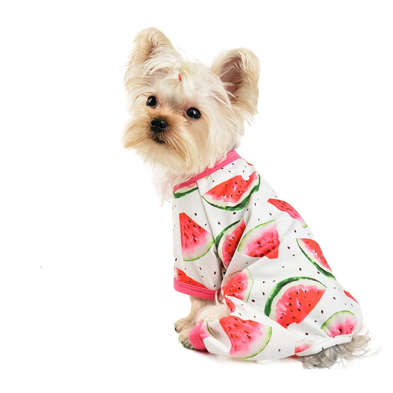 Cute Dog Pet Clothing Wholesale Watermelon Printing Four-leg Jumpsuit