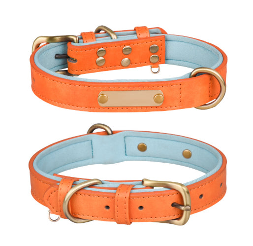 Breathable Dog Collar Retro Leather Dog Leash