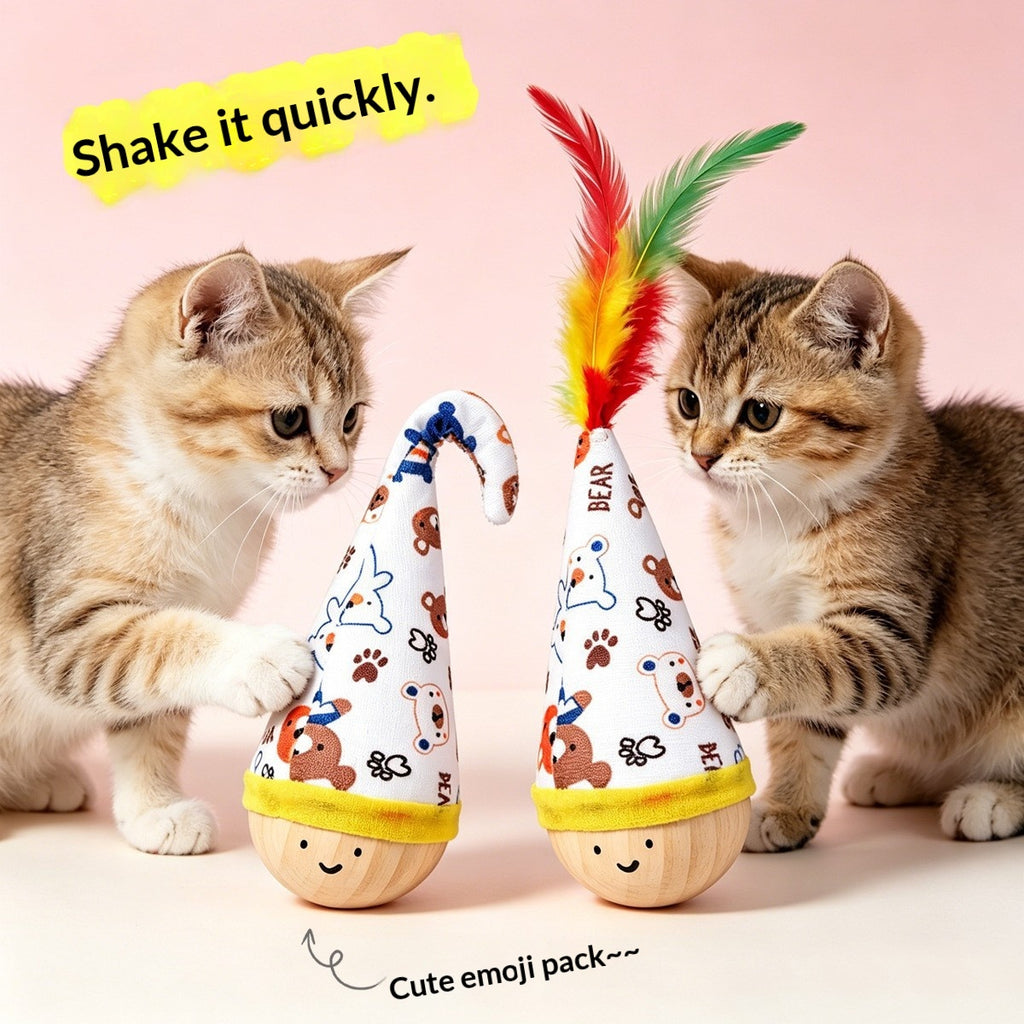 Tumbler Cat Toy Feather Teaser Wand