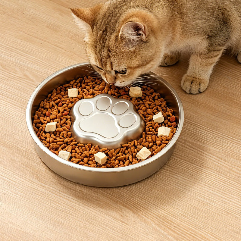 Thickened Stainless Steel Slow-feeding Pet Bowl
