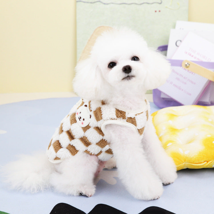 Dog Clothes Hand Holding Rope Fleece-lined Warm