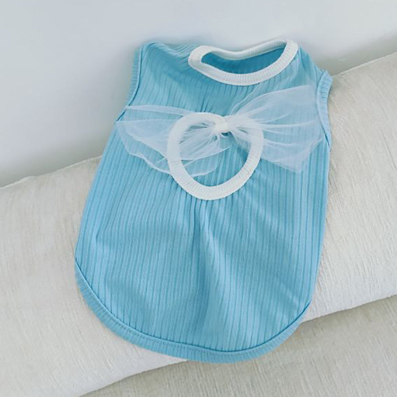 Spring And Summer Dog Japanese And Korean Style Thin Vest Bow Cute Style Vest Small Dog Cat Pet Dog Clothes