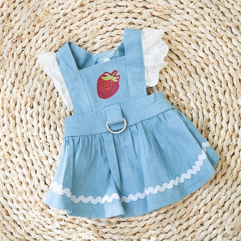 Strawberry Traction Denim Skirt Dog Clothes