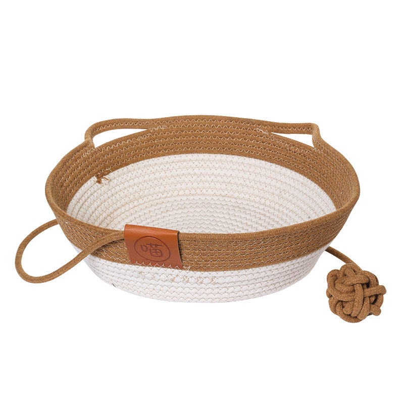 Cotton String Stitching Cute Woven Cat Nest Mat