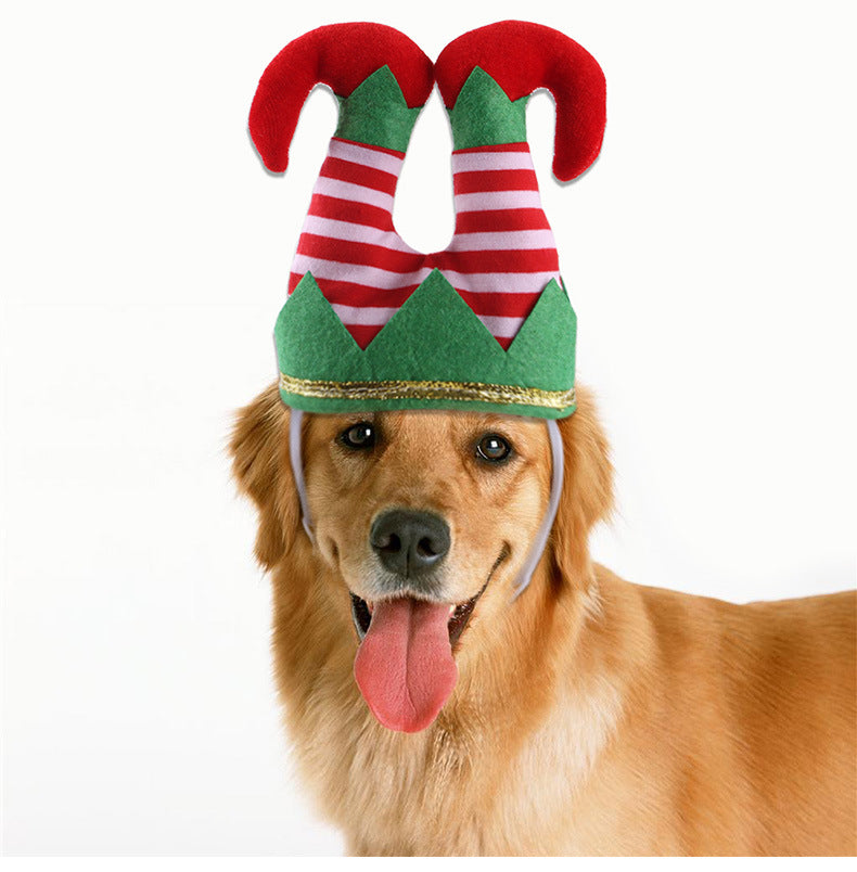 Pet Christmas Funny Striped Clown Hat Dog Ornaments Supplies Accessories