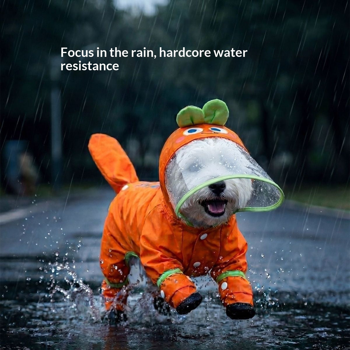 Teddy Bichon Medium- And Small-Breed Dog Rain Cape With Attached Feet
