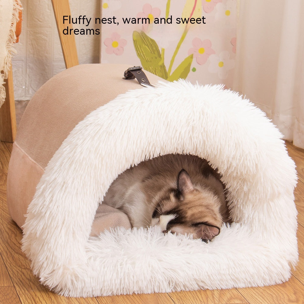 New Splice Portable Pet Nest Portable Autumn And Winter Warm Dog Nest Moisture-proof Long Fur Cat Nest Pet Nest