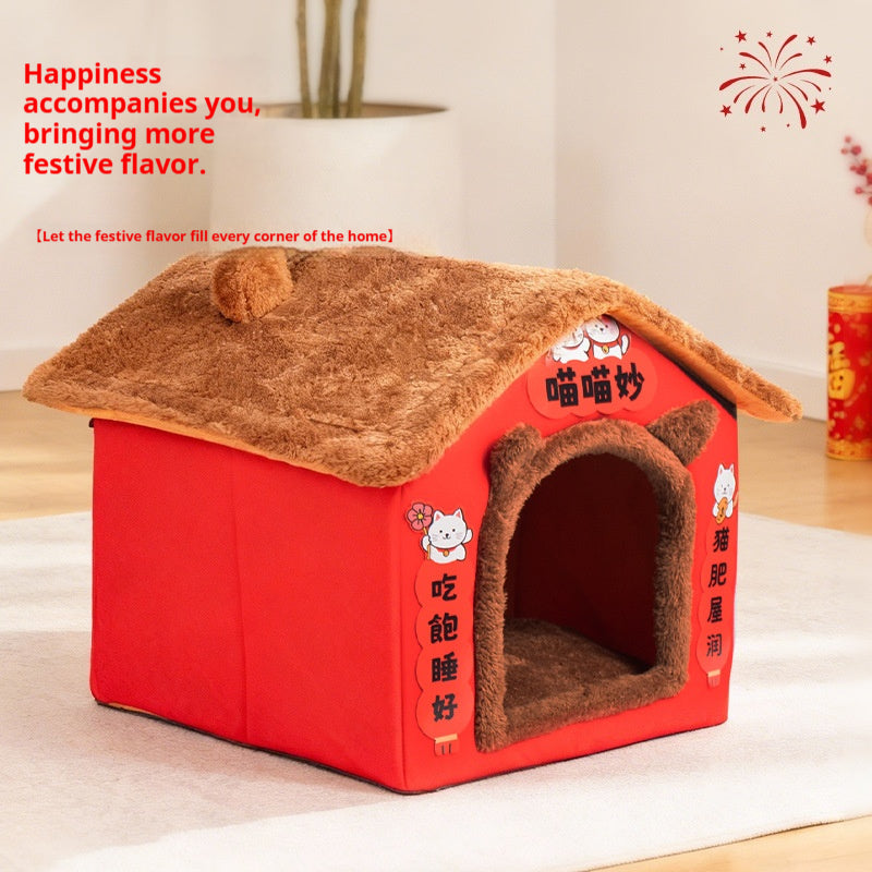 Thickened Semi-enclosed Cat House For Winter