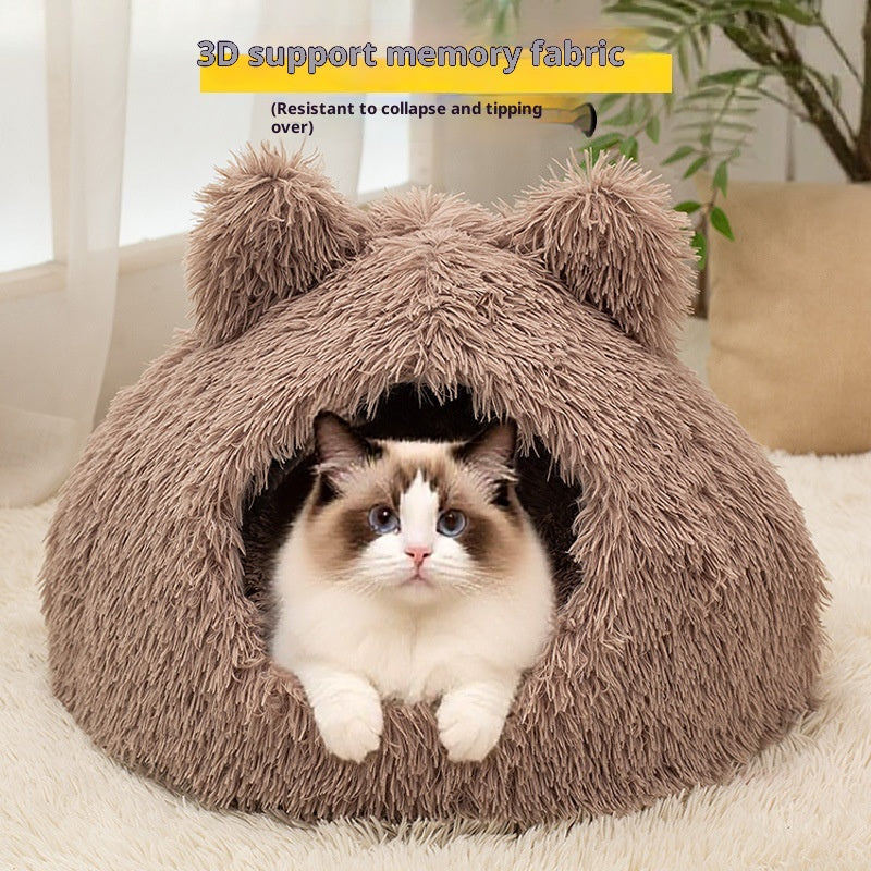 Large Cat Nest Semi-closed Warm Plush Kennel