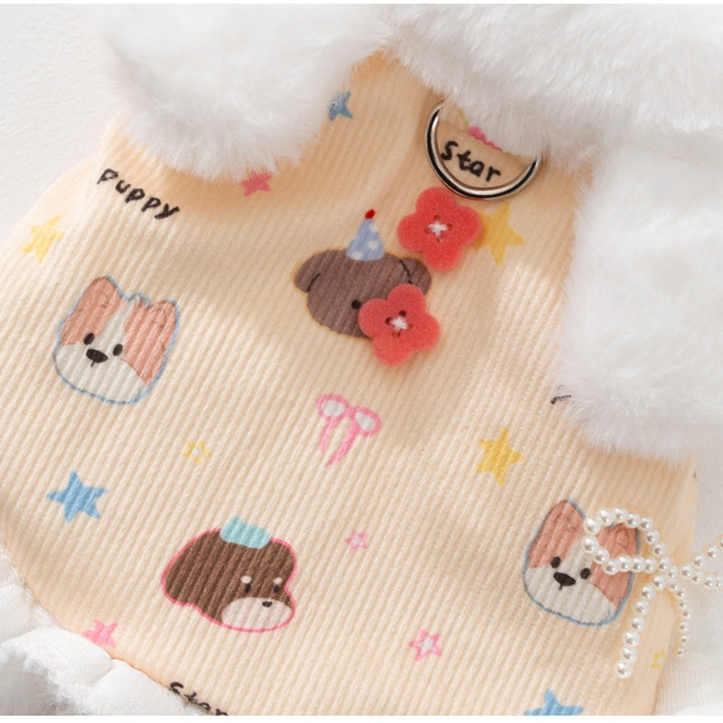 Winter Fleece Teddy Dress Cute 3D Ears - Pet Cotton Coat Puppy Winter Warmth Hooded Clothes Pet Supplies