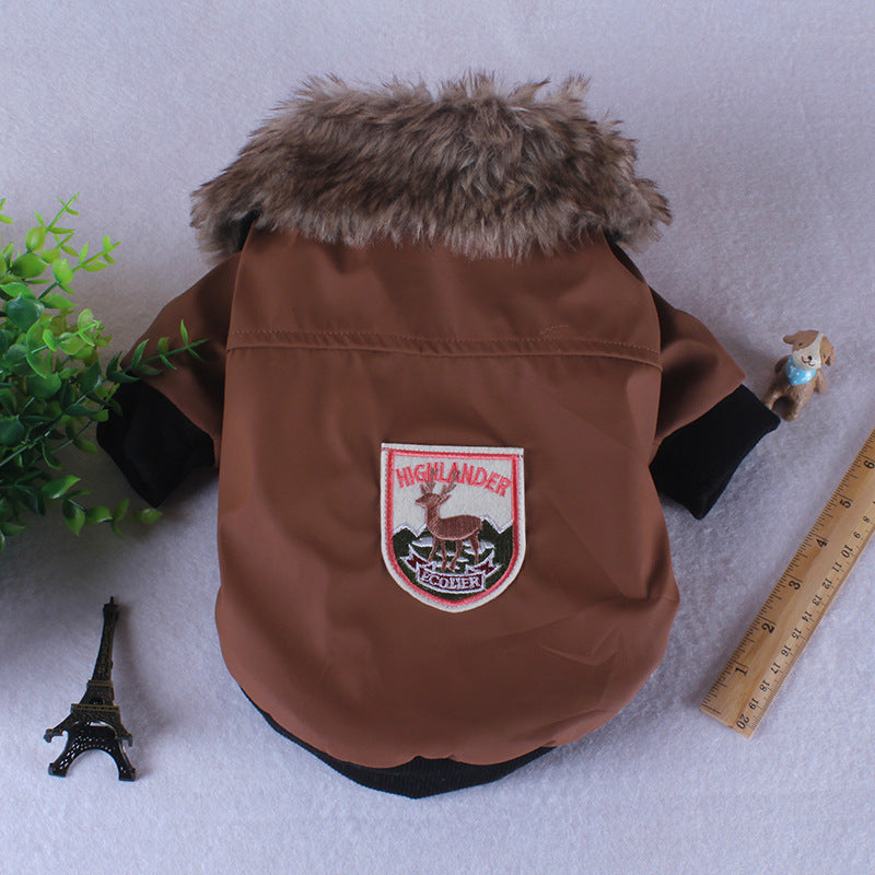 Pet Clothes Plush Leather Coat
