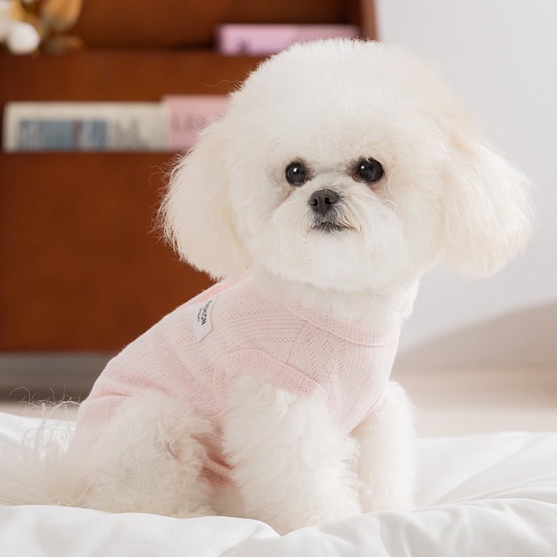 Spring And Summer Dogs, Small And Medium-sized Dogs, Simple And Fashionable Fabric Label Baby Belly Clothes, Cat Four-legged Air-conditioned Suits