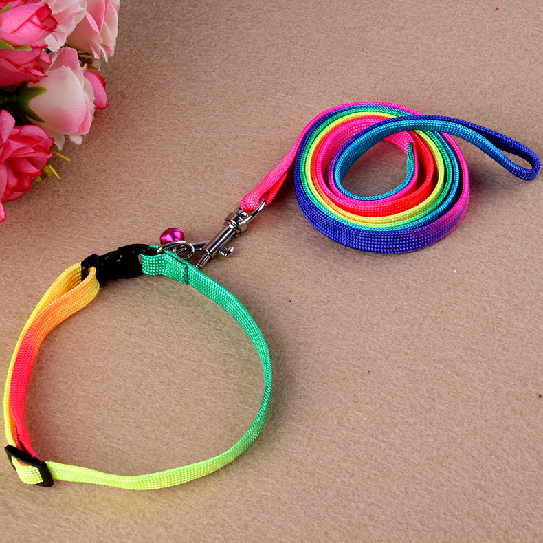 Round rainbow color cat leash dog chain