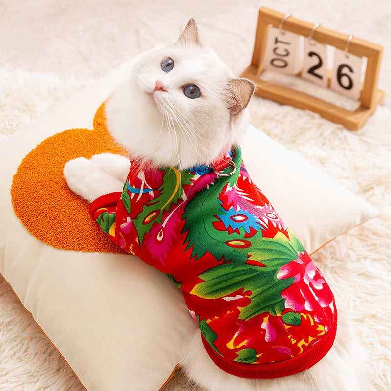Northeast Floral Jacket-pull-through Two-foot Hoodie For Autumn And Winter