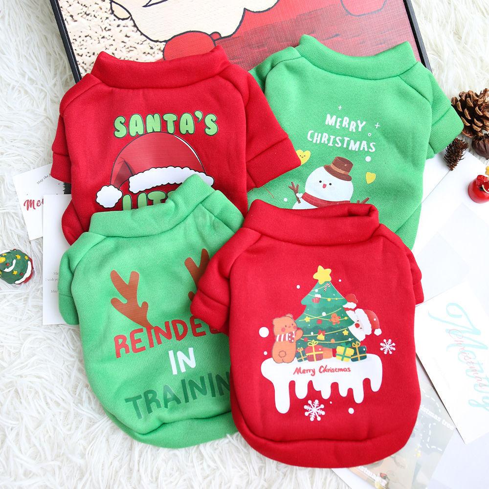 Warm-keeping And Cold-proof Fleece-lined Pet Crew Neck Sweater