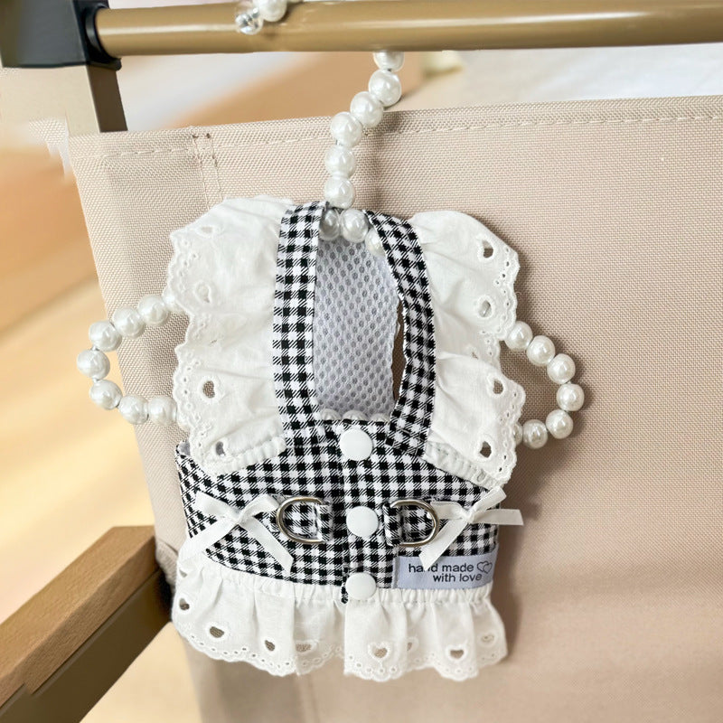Thin Chest And Back Pet Dog Cat Clothes Traction Pastoral Skirt