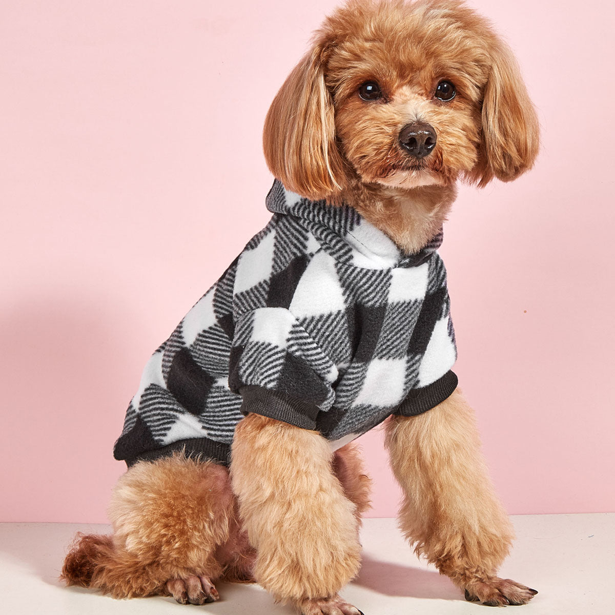 Puppy Warm Anti-lint Clothes Plaid Hoodie Universal