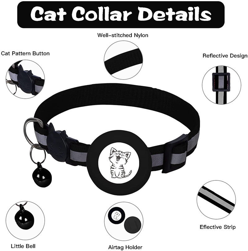 Apple Airtag Tracker Protective Cover Anti-missing Pet Positioning Collar Cat Reflective Bell Collar