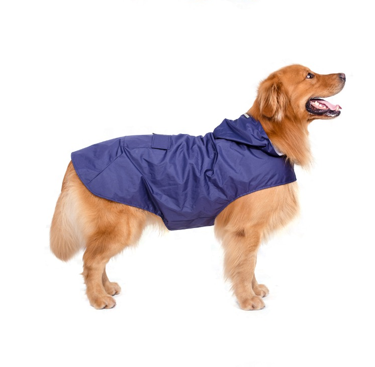 Factory direct new pet clothes big dog reflective raincoat poncho super strong waterproof hooded two-legged dog clothes