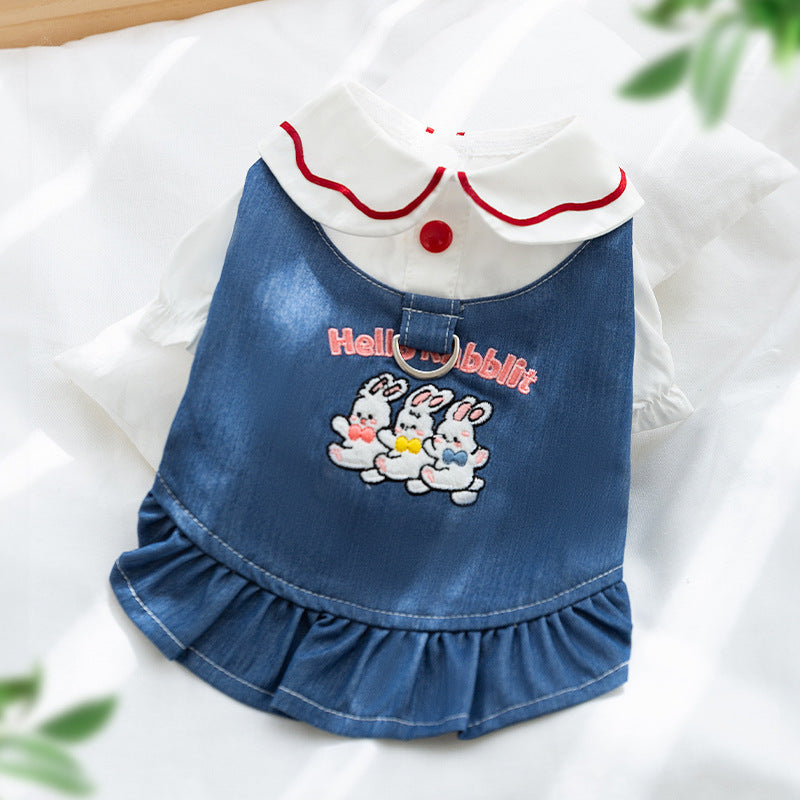 Dog Cat Classic Denim Clothes And Dresses Puppy Anti-lint Summer Thin Bichon Pet Clothing Small Dog