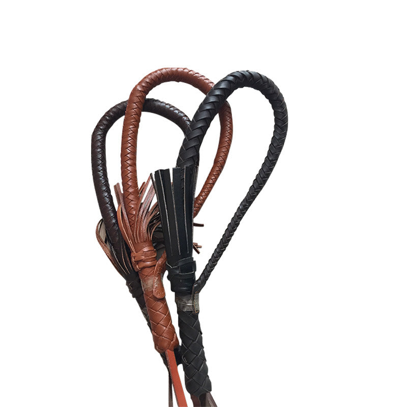 Simple Home Portable Full Leather Woven Horsewhip