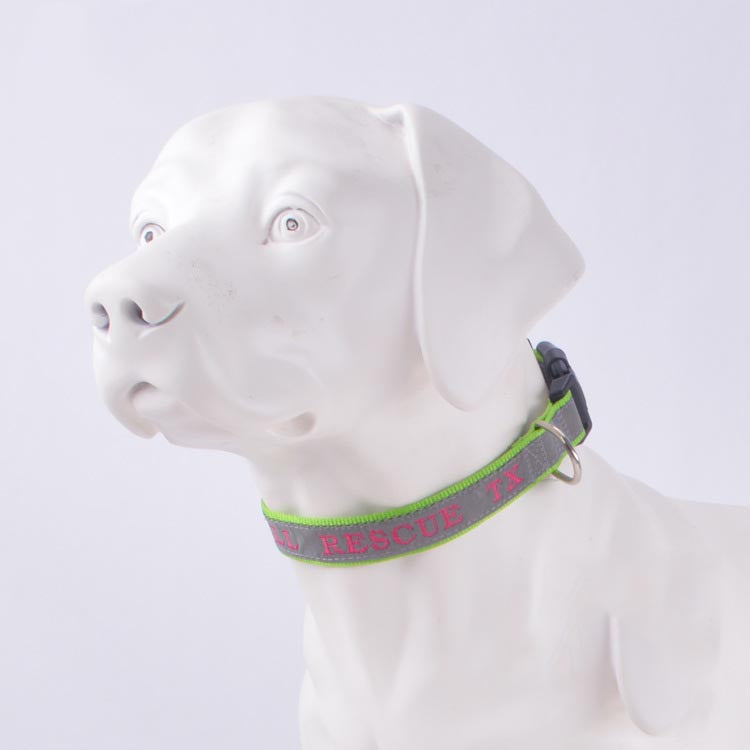 Personalized Phone Name Embroidered Reflective Dog Collar