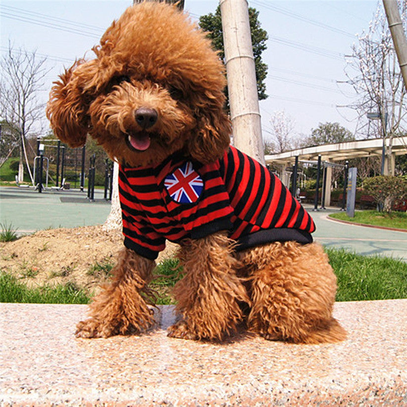 Casual striped round neck t-shirt pet dog clothes