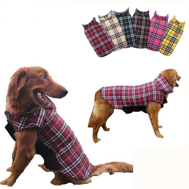Tartan dog clothes a waterproof dog suit jacket coat outdoor goods