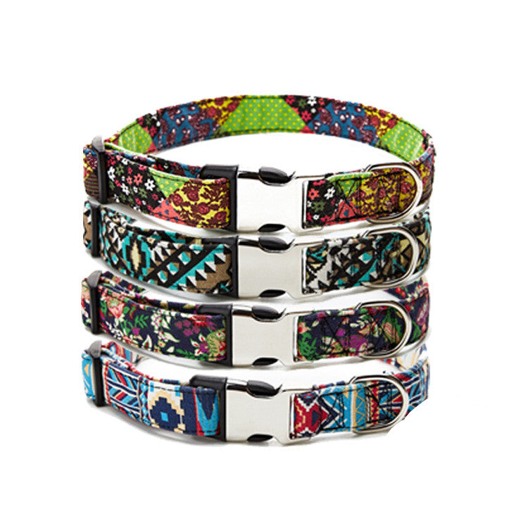 Ethnic style half metal dog collar