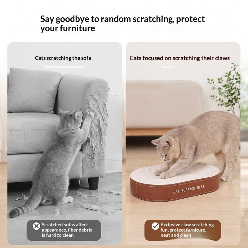 Cat Scratcher And Cat Bed Combo, White Cardboard, Highly Durable With Minimal Shedding, Large Size, Equipped With A Bell Tipped Ball Your Cats Perfect
