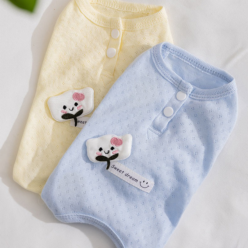 Spring And Summer Dogs, Small And Medium-sized Dogs, Simple And Fashionable Fabric Label Baby Belly Clothes, Cat Four-legged Air-conditioned Suits