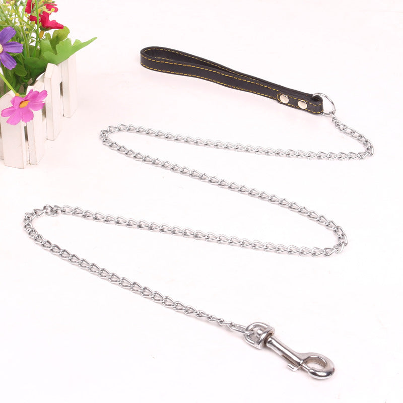 Dog Traction Iron Chain PU Handle Metal Chain
