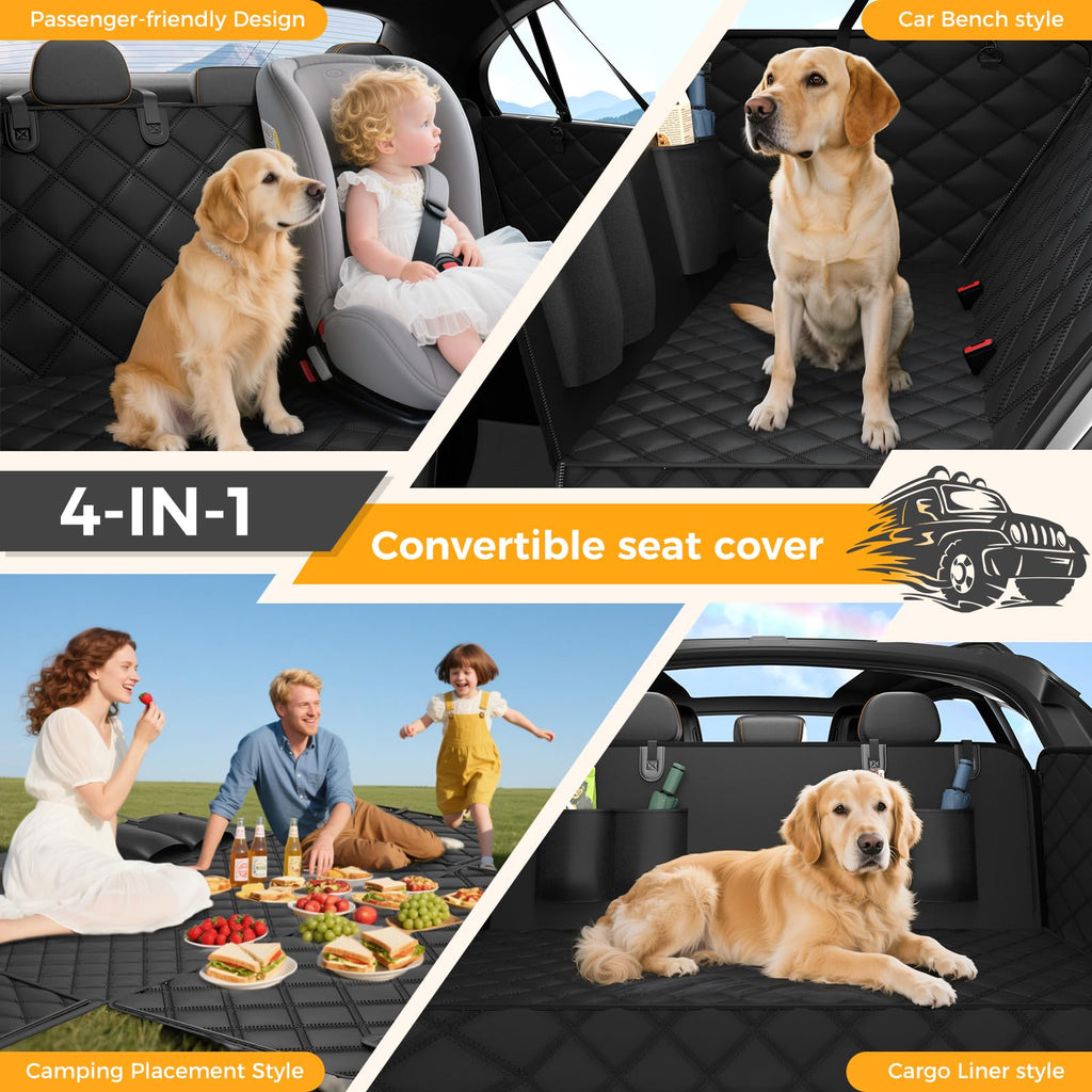 Dog Car Seat Cover For Back Seat, Waterproof Scratch Proof Nonslip Seat Cover,Duty Scratch Soft Dog Hammock For Car For Cars Trucks And SUVs Black