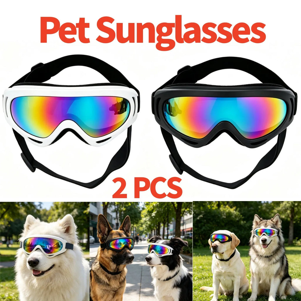 2 Pack Pet Protection Dog Sunglasses Pet Goggles Windproof Eye Wear Adjustable Dog Goggles (US Logistics only For USPS.TK/TMEU only For self-pickup)