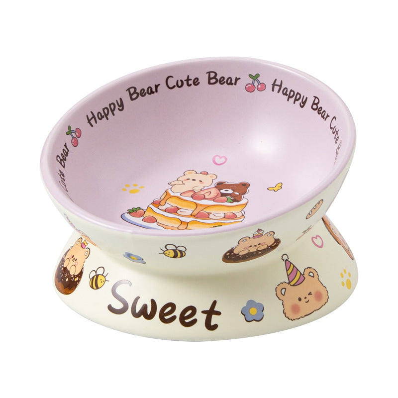 Large-caliber Ceramic Pet Bowl With Neck Support