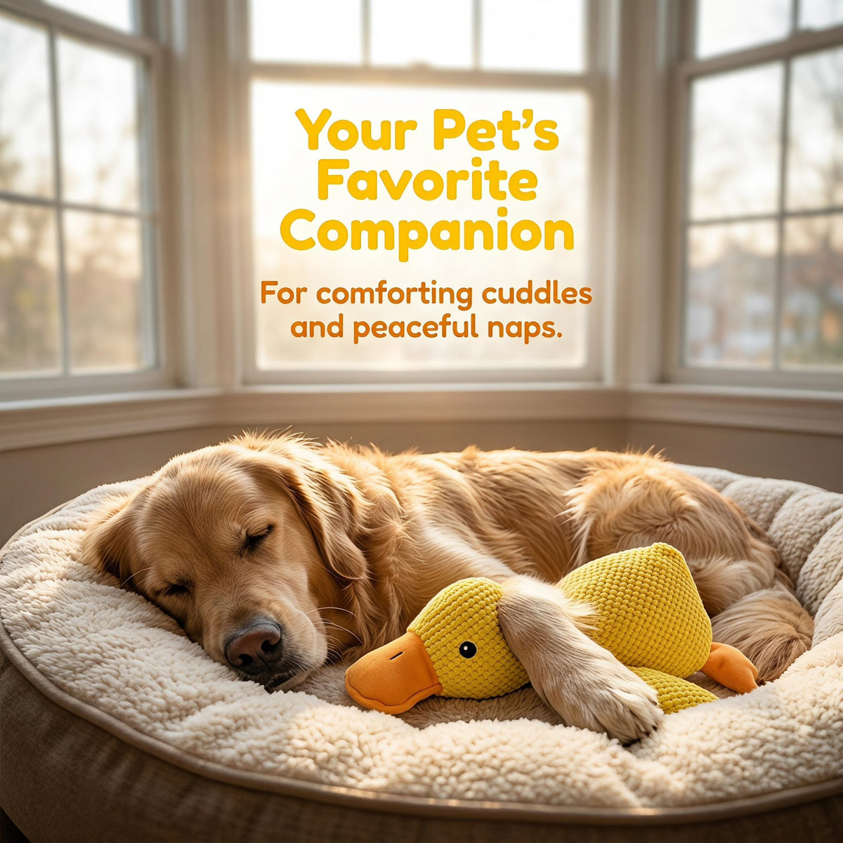 Yellow Plush Launching Duck Pet Toy, Squeaky Chew Durable Teething Toy, Soft Cuddly Companion For Dogs & Cats, Boredom Relief Interactive Play Duck