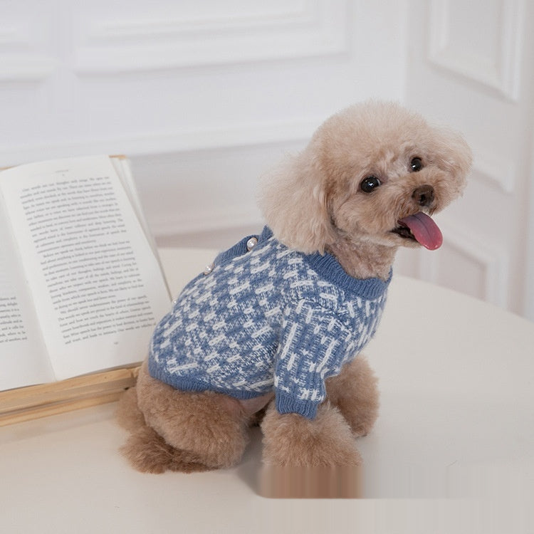Autumn And Winter Pearl Sweater Cardigan Pet Clothes