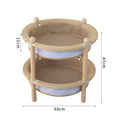 Double-Layer Large Wooden Round Cat Bed With Scratching Post