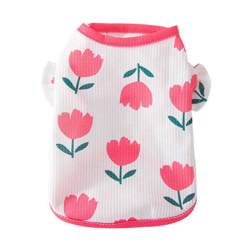 Dog Clothes Tulip Full Printed Waffle T-shirt