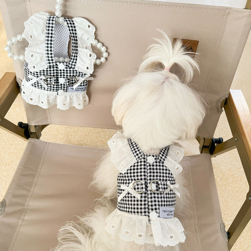 Thin Chest And Back Pet Dog Cat Clothes Traction Pastoral Skirt